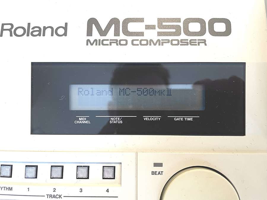 A close-up picture of the Roland MC-500’s original LCD display